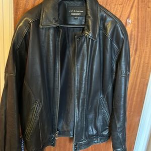 Men’s black leather coat